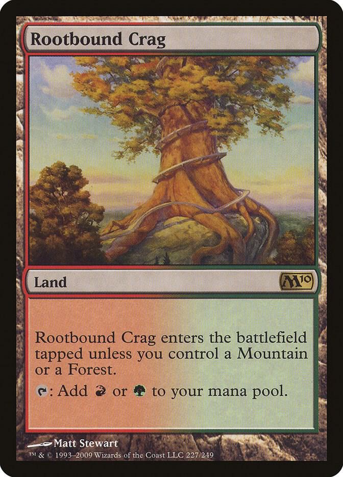 Rootbound Crag 227 card from Magic 2010 (M10)
