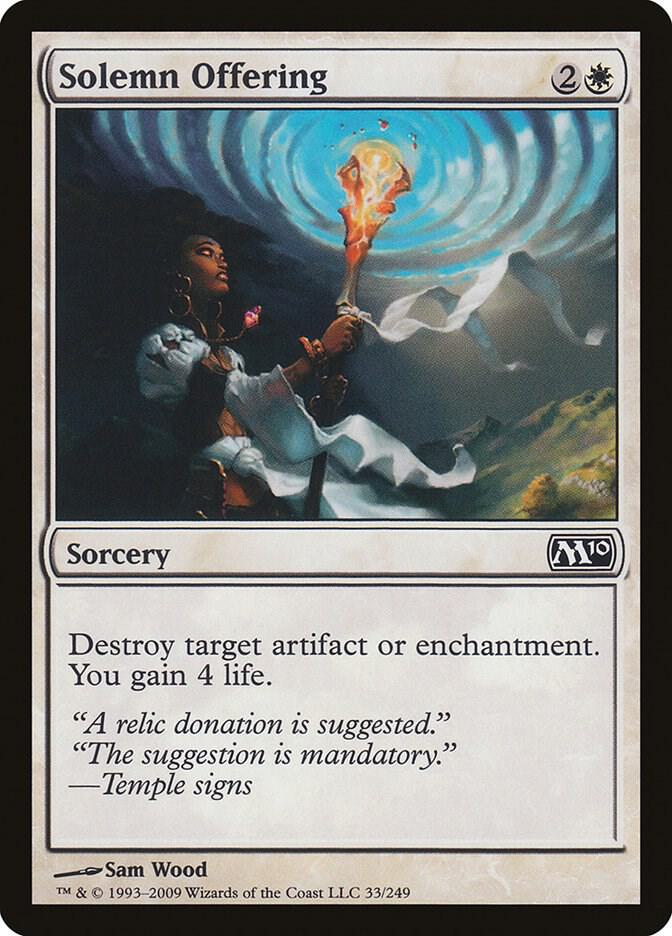 Solemn Offering 33 card from Magic 2010 (M10)
