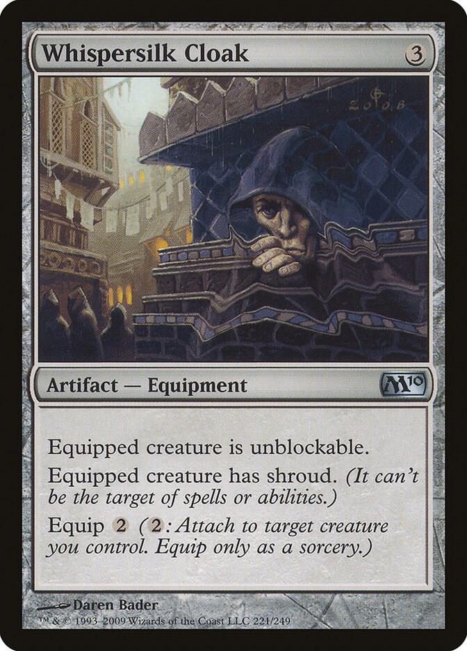 Whispersilk Cloak 221 card from Magic 2010 (M10)