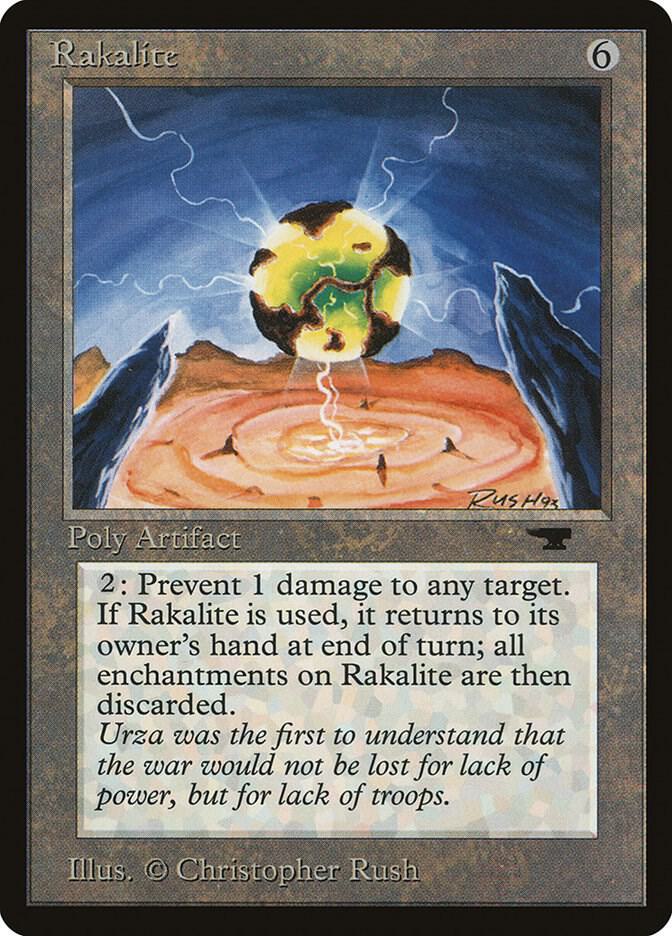 Rakalite card from Antiquities