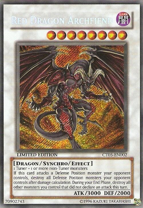 Red Dragon Archfiend CT05-EN002 card from 2008 Collectors Tin