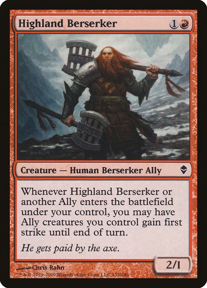 Highland Berserker 132 card from Zendikar
