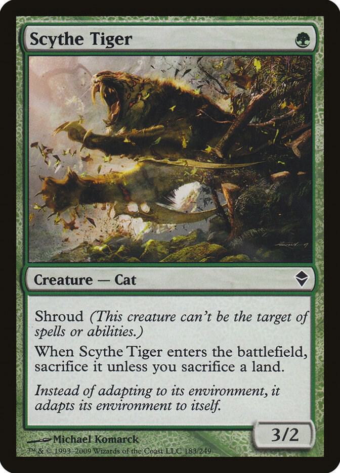 Scythe Tiger 183 card from Zendikar