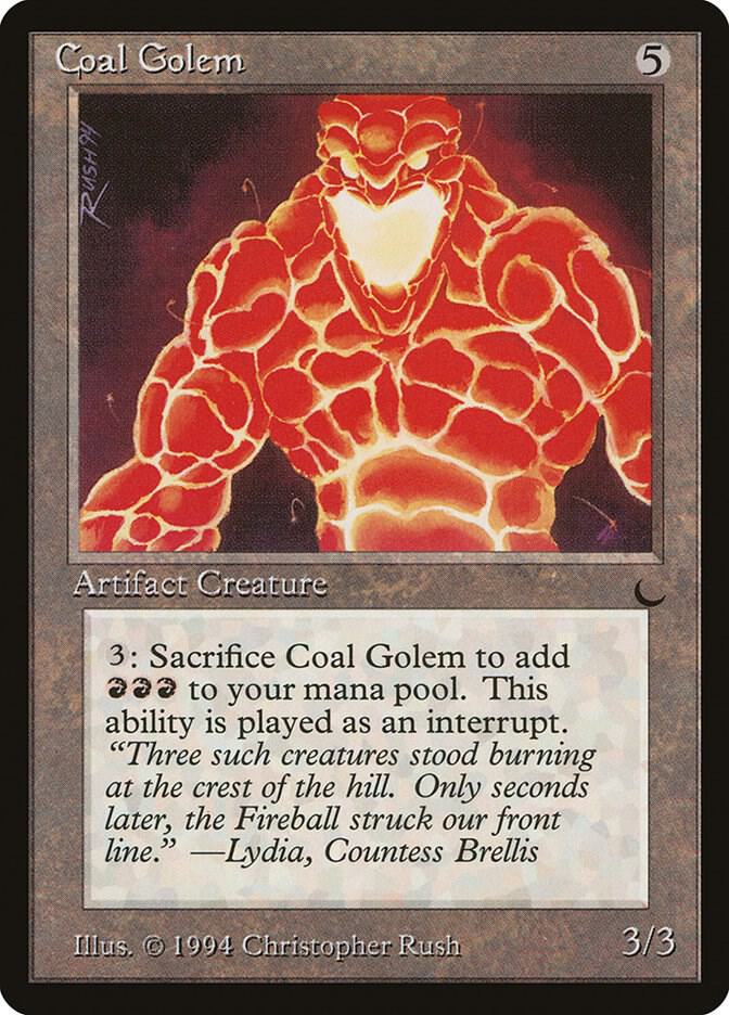 Coal Golem card from The Dark