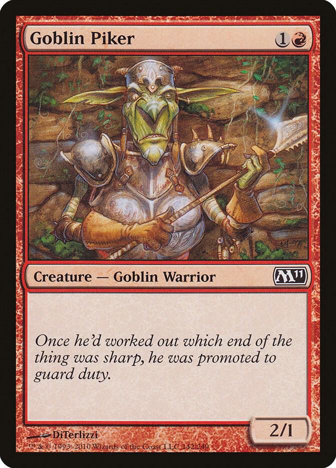 Goblin Piker 142 card from Magic 2011 (M11)