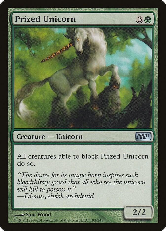 Prized Unicorn 193 card from Magic 2011 (M11)