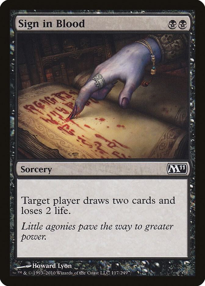 Sign in Blood 117 card from Magic 2011 (M11)