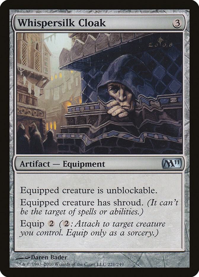 Whispersilk Cloak 221 card from Magic 2011 (M11)