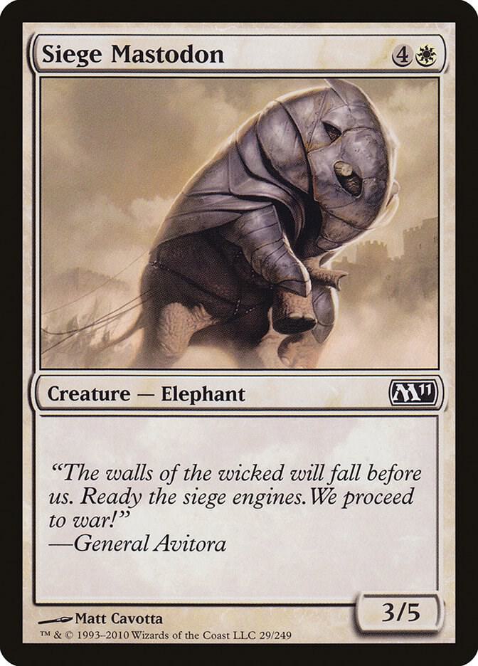 Siege Mastodon 29 card from Magic 2011 (M11)