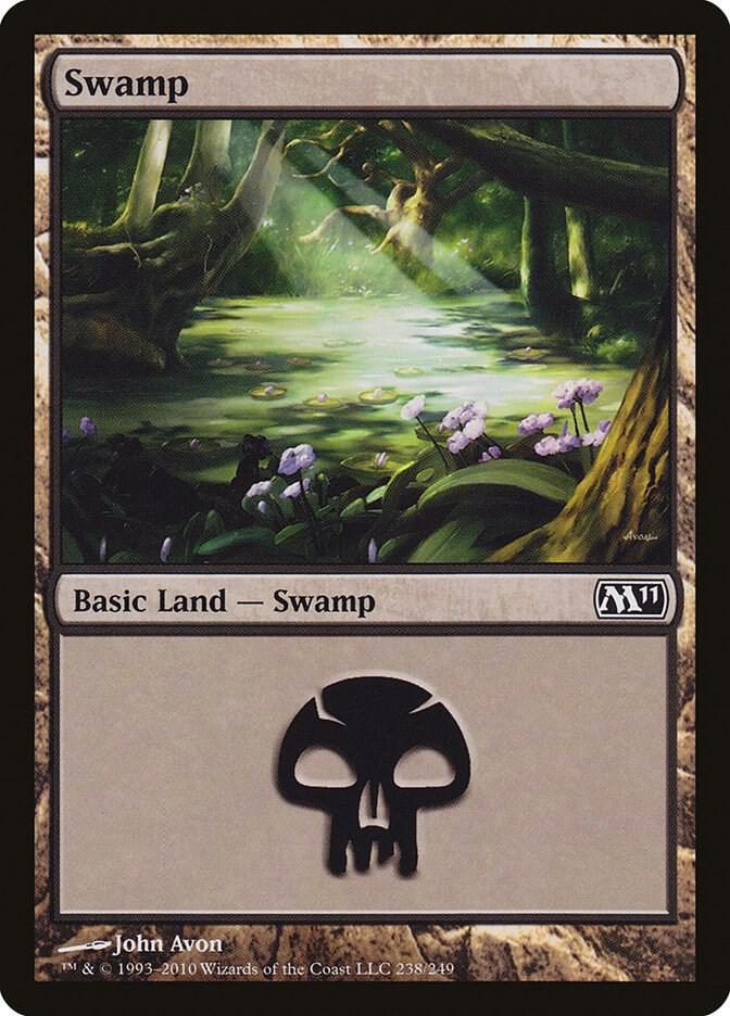 Swamp 238 card from Magic 2011 (M11)