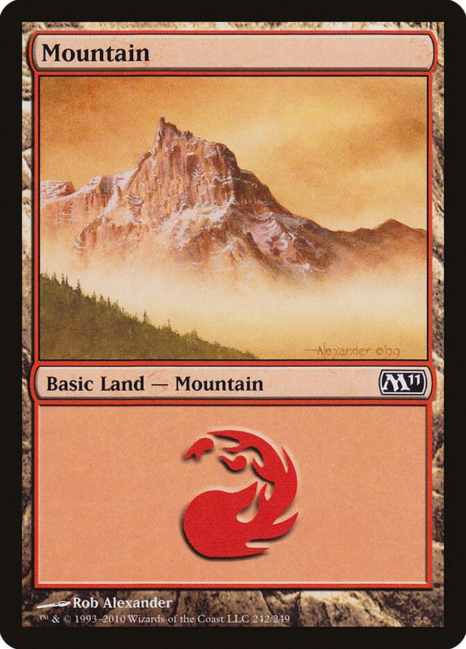 Mountain 242 card from Magic 2011 (M11)