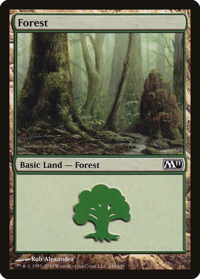 Forest 246 card from Magic 2011 (M11)