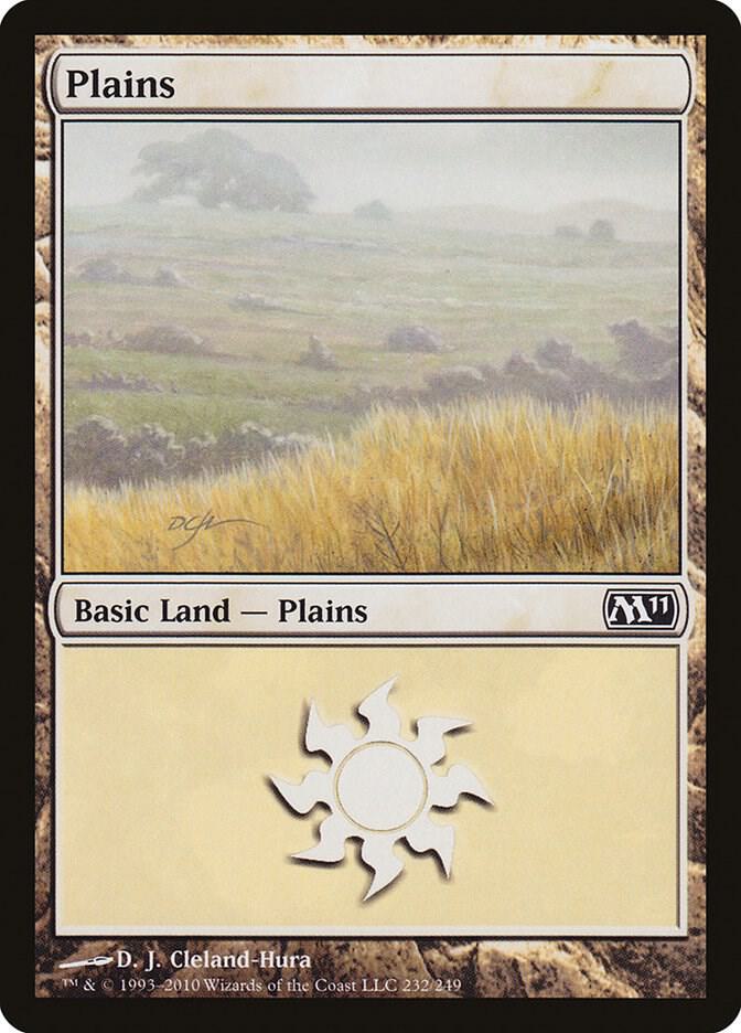 Plains 232 card from Magic 2011 (M11)