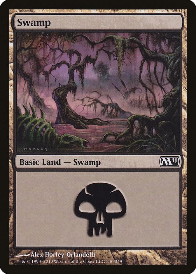 Swamp 240 card from Magic 2011 (M11)