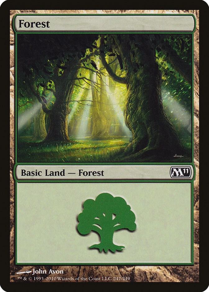 Forest 247 card from Magic 2011 (M11)