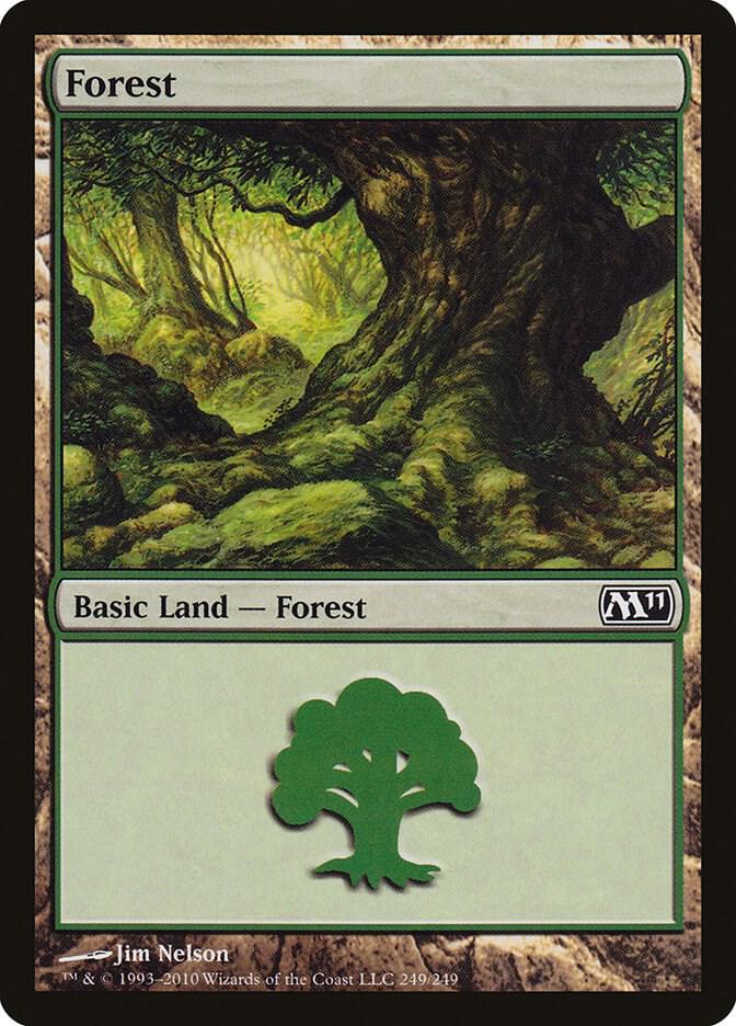 Forest 249 card from Magic 2011 (M11)