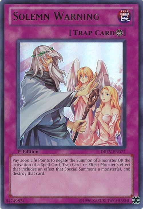 Solemn Warning DREV-EN077 card from Duelist Revolution