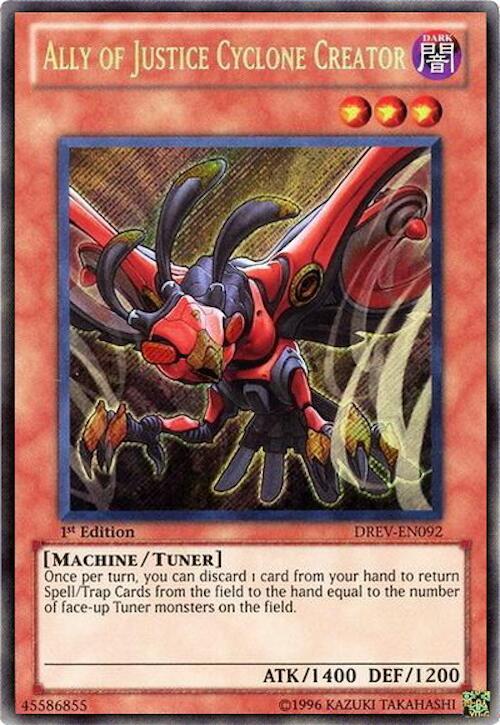 Ally of Justice Cyclone Creator DREV-EN092 card from Duelist Revolution