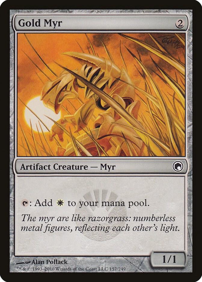 Gold Myr 157 card from Scars of Mirrodin