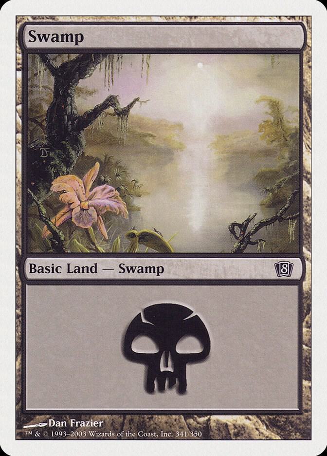 Swamp 341 card from 8th Edition
