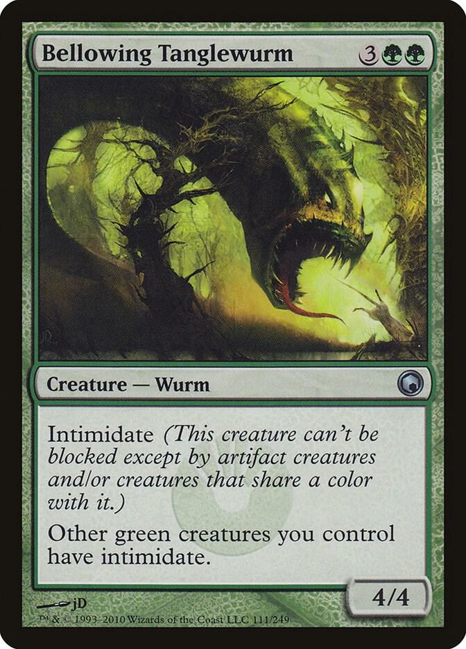 Bellowing Tanglewurm 111 card from Scars of Mirrodin