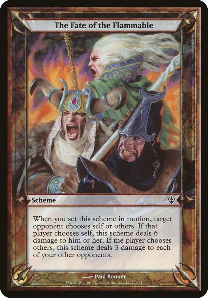 The Fate of the Flammable (Archenemy) card from Oversize Cards