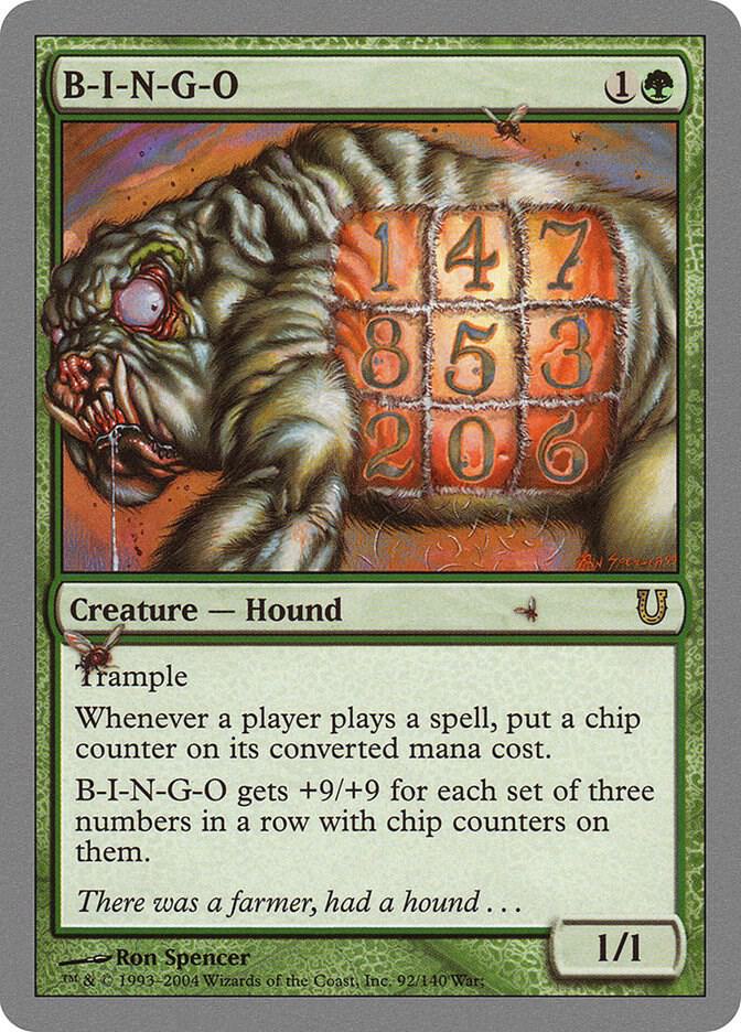 B-I-N-G-O 92 card from Unhinged