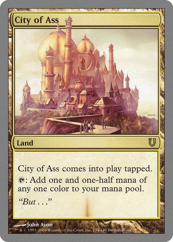 City of Ass 134 card from Unhinged