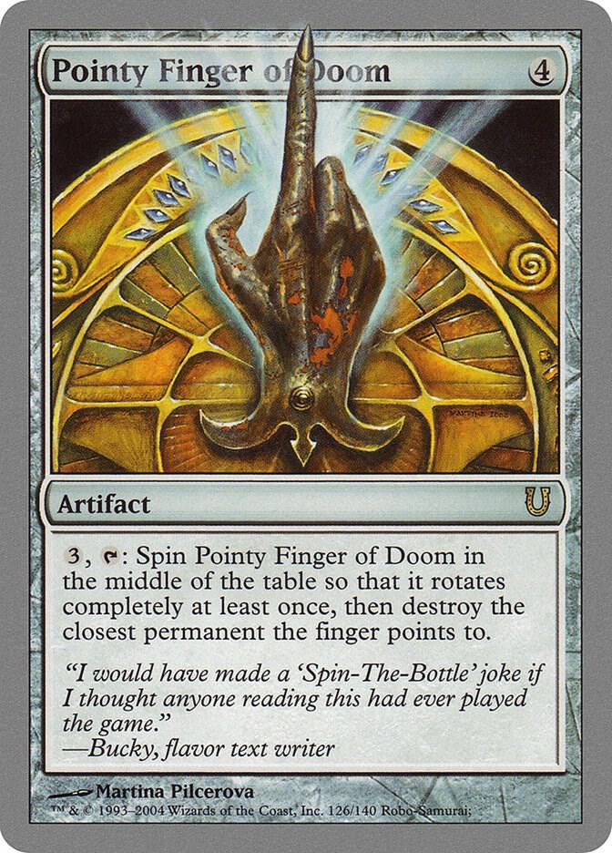 Pointy Finger of Doom 126 card from Unhinged