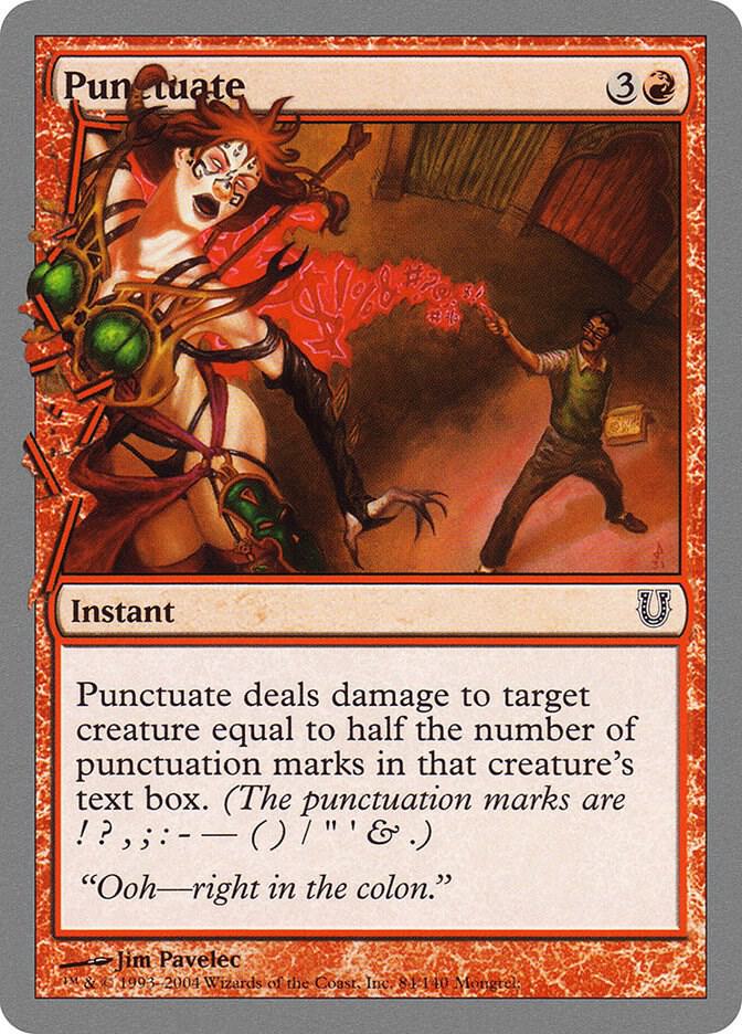 Punctuate 84 card from Unhinged