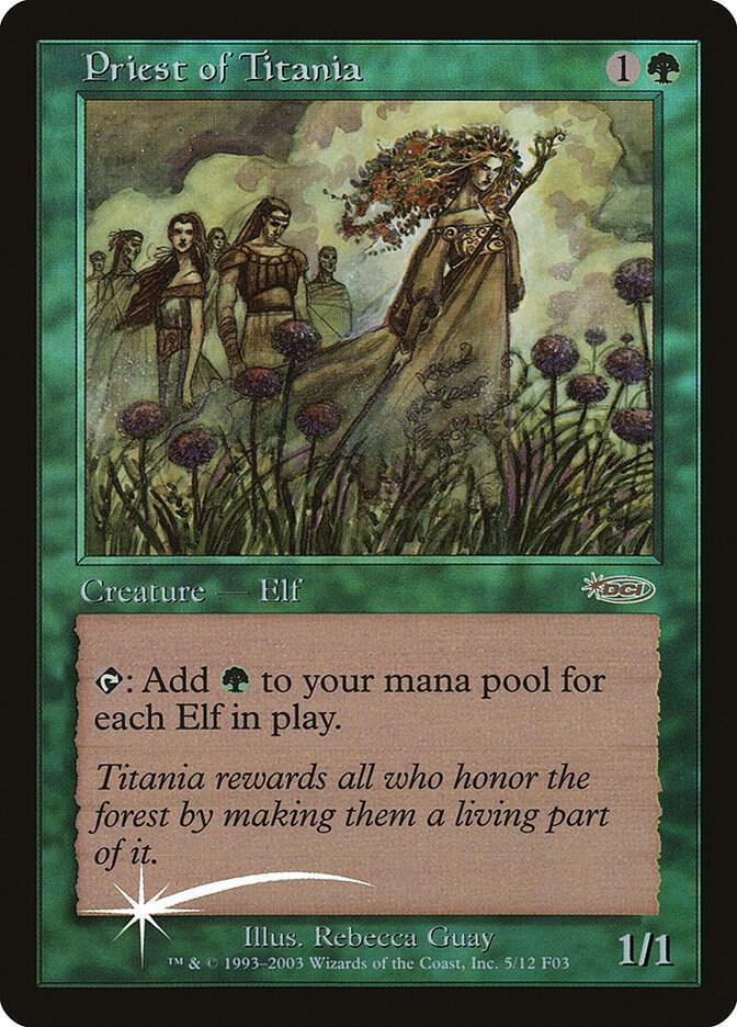 Priest of Titania 5 card from FNM Promos