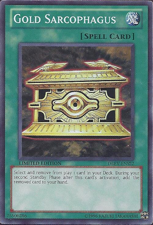 Gold Sarcophagus DREV-ENSE2 card from Duelist Revolution