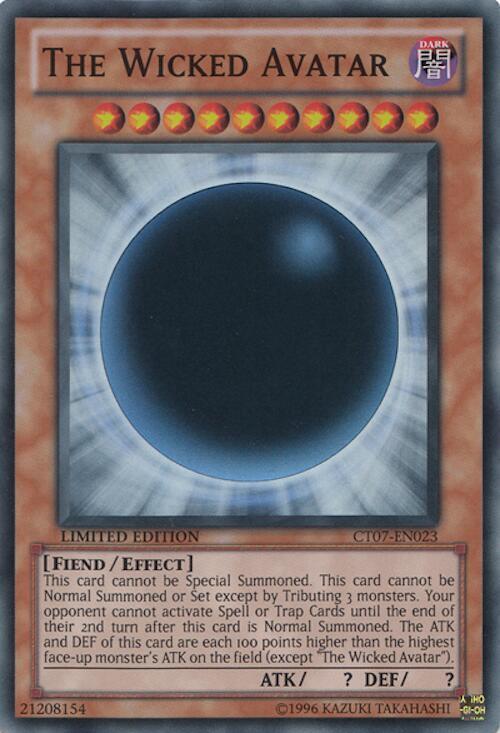 The Wicked Avatar CT07-EN023 card from 2010 Collectors Tins