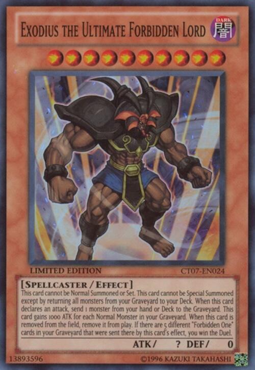Exodius the Ultimate Forbidden Lord CT07-EN024 card from 2010 Collectors Tins