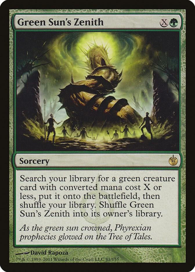 Green Sun's Zenith 81 card from Mirrodin Besieged