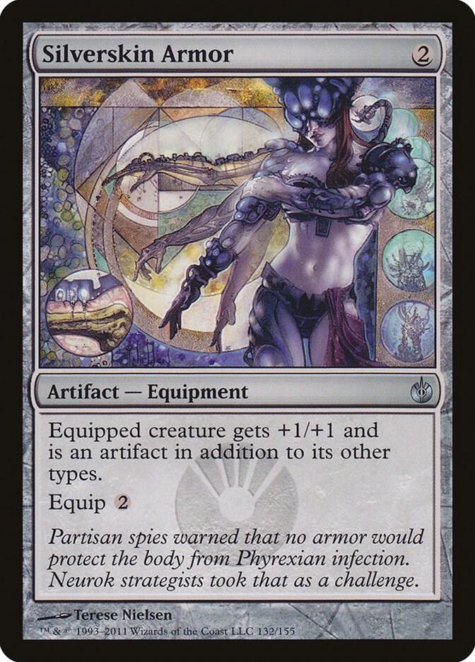 Silverskin Armor 132 card from Mirrodin Besieged