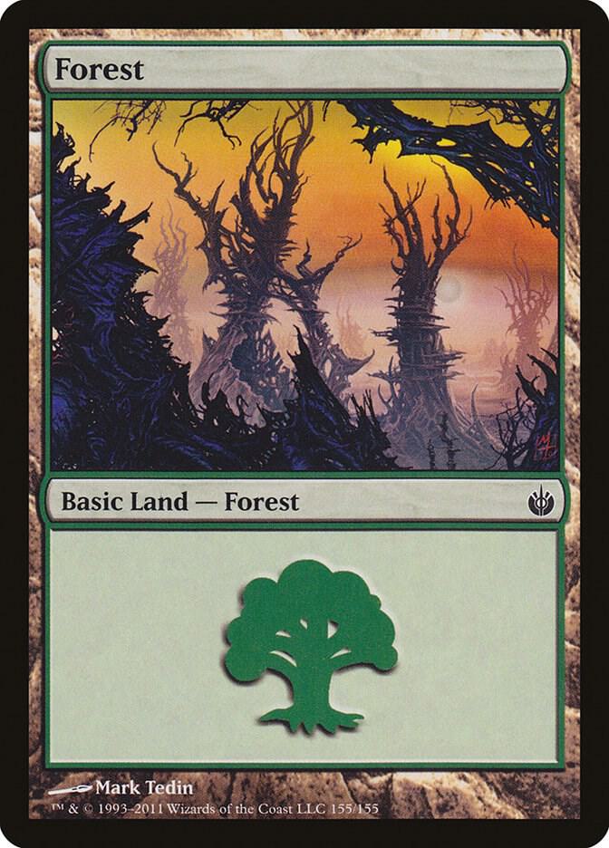 Forest 155 card from Mirrodin Besieged