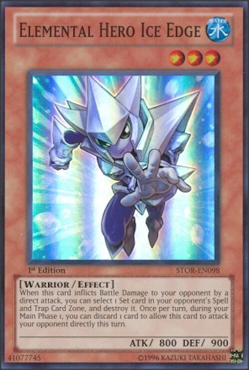 Elemental Hero Ice Edge STOR-EN098 card from Storm of Ragnarok