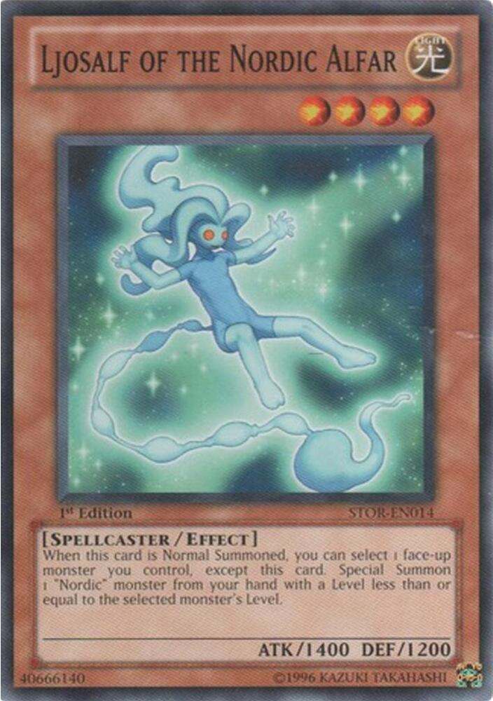 Ljosalf of the Nordic Alfar STOR-EN014 card from Storm of Ragnarok