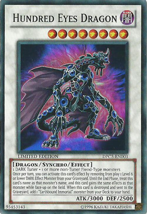 Hundred Eyes Dragon DPC5-EN003 card from 2011 Duelist Pack Tin