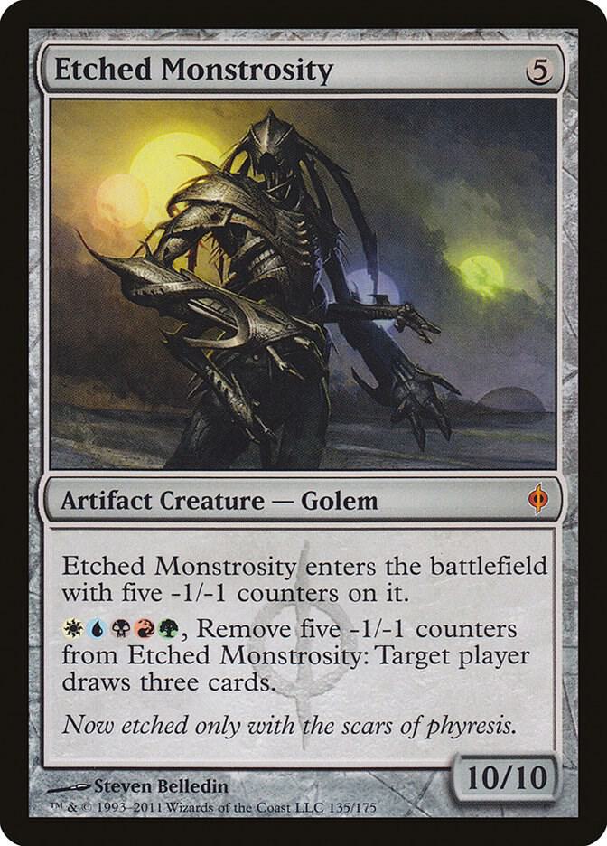 Etched Monstrosity 135 card from New Phyrexia