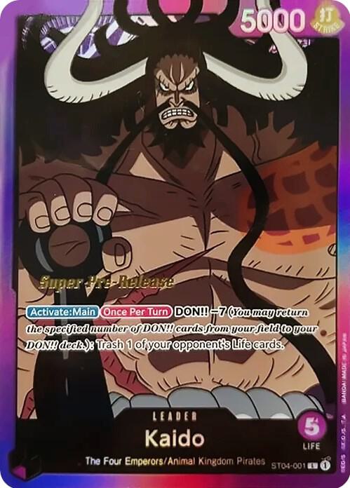 Kaido ST04-001 card from Super Pre-Release Starter Deck 4: Animal Kingdom Pirates