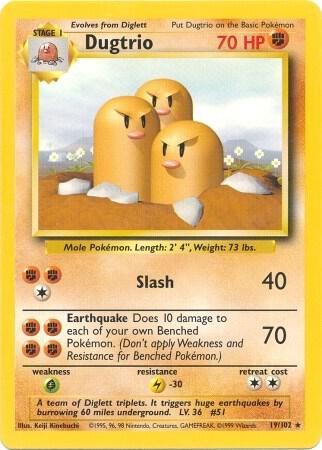 Dugtrio 019/102 card from Base Set