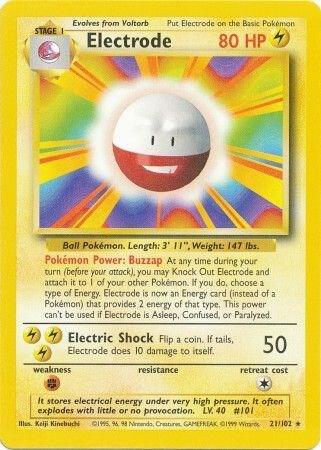 Electrode 021/102 card from Base Set