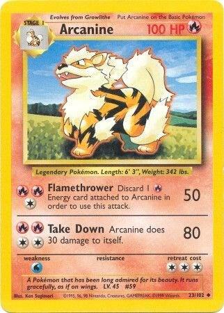 Arcanine 023/102 card from Base Set