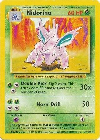 Nidorino 037/102 card from Base Set