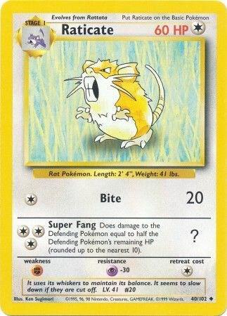 Raticate 040/102 card from Base Set