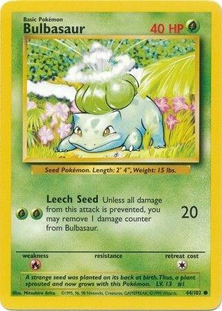 Bulbasaur 044/102 card from Base Set