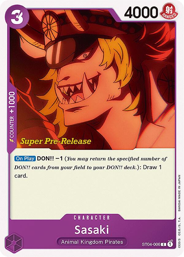 Sasaki ST04-006 card from Super Pre-Release Starter Deck 4: Animal Kingdom Pirates