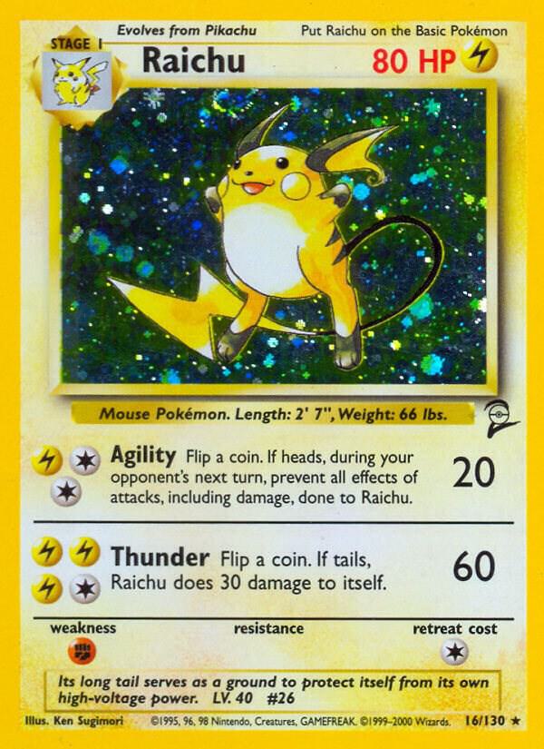 Raichu 016/130 card from Base Set 2
